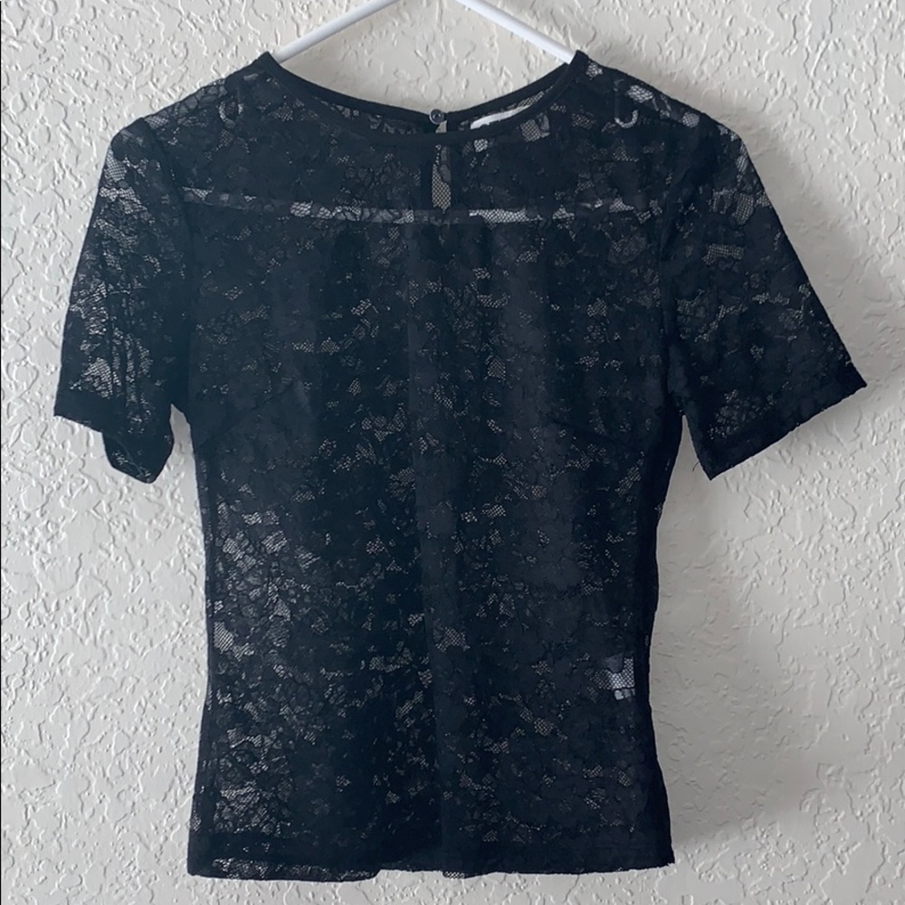 LF Seek the Label Black Sheer Lace Top